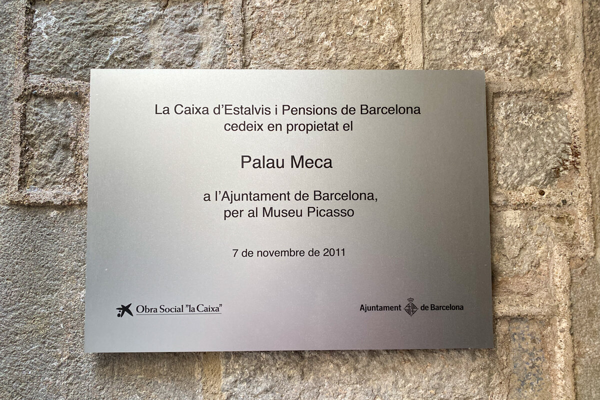 Panneau indicatif dans le musée Picasso de Barcelone